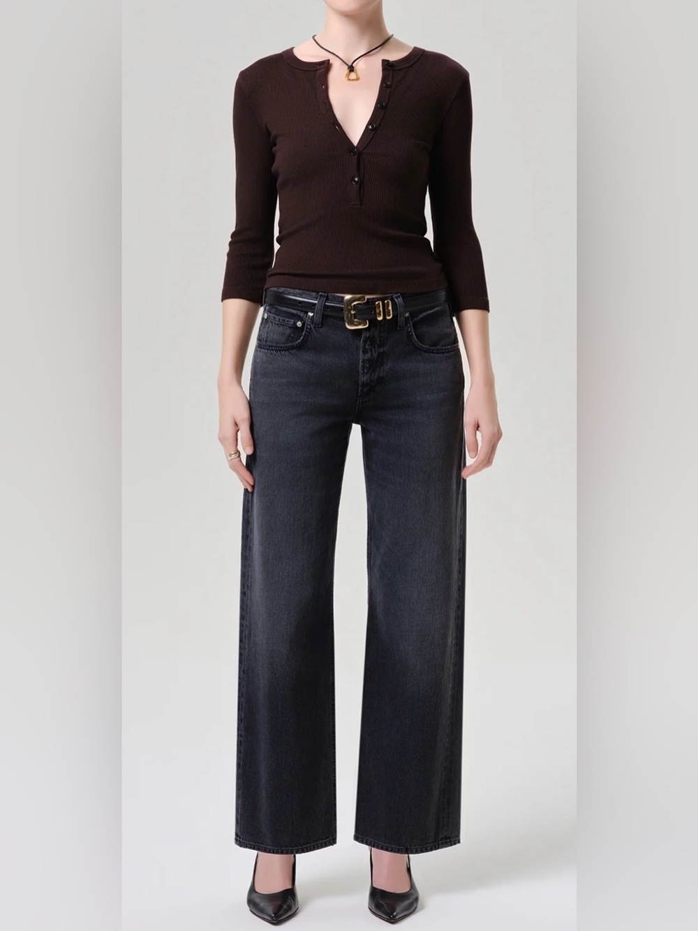 Citizens of Humanity Lindz Easy Straight Jeans in Black Wash Size 27 NWOT
